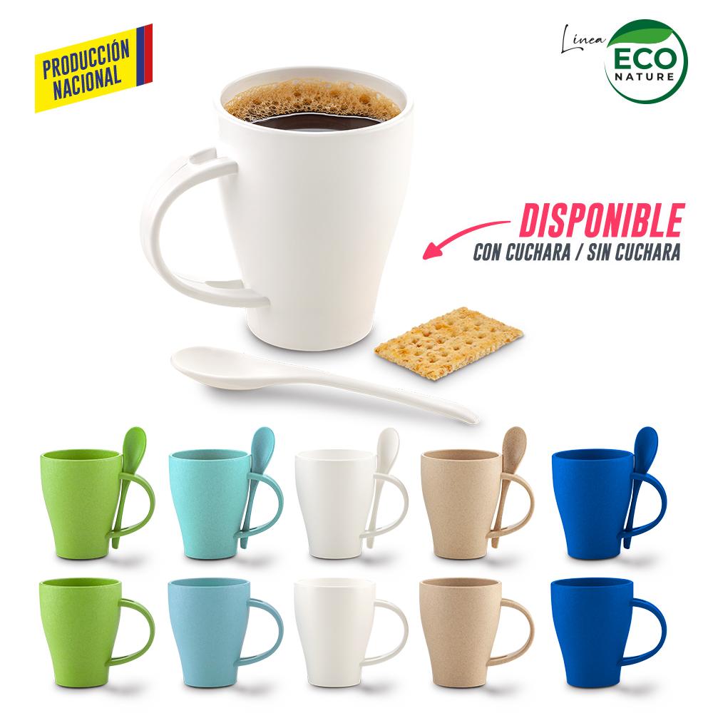Mug plastico con cuchara tiffany 350ml - produccion nacional produccion nacional Mug blanco front