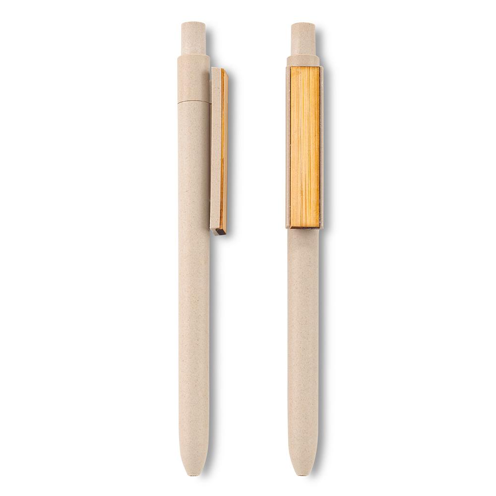 Boligrafo bamboo clip eco Natural front