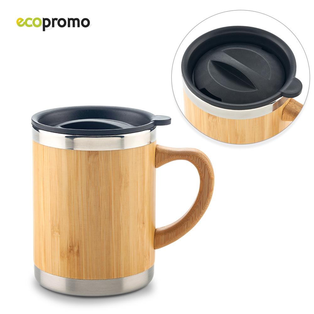 Mug metálico bamboo eco 350ml Silver-bamboo front