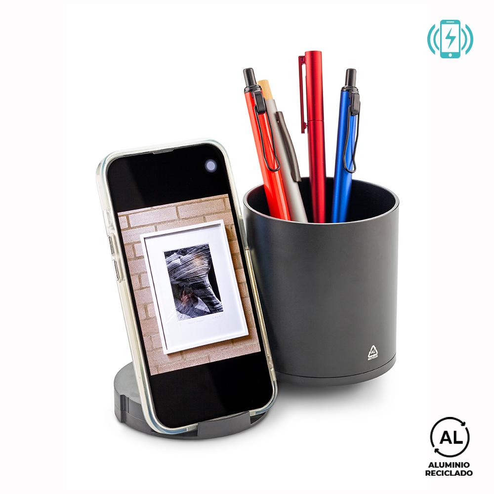Cargador inalámbrico en aluminio reciclado Negro miniatura 5