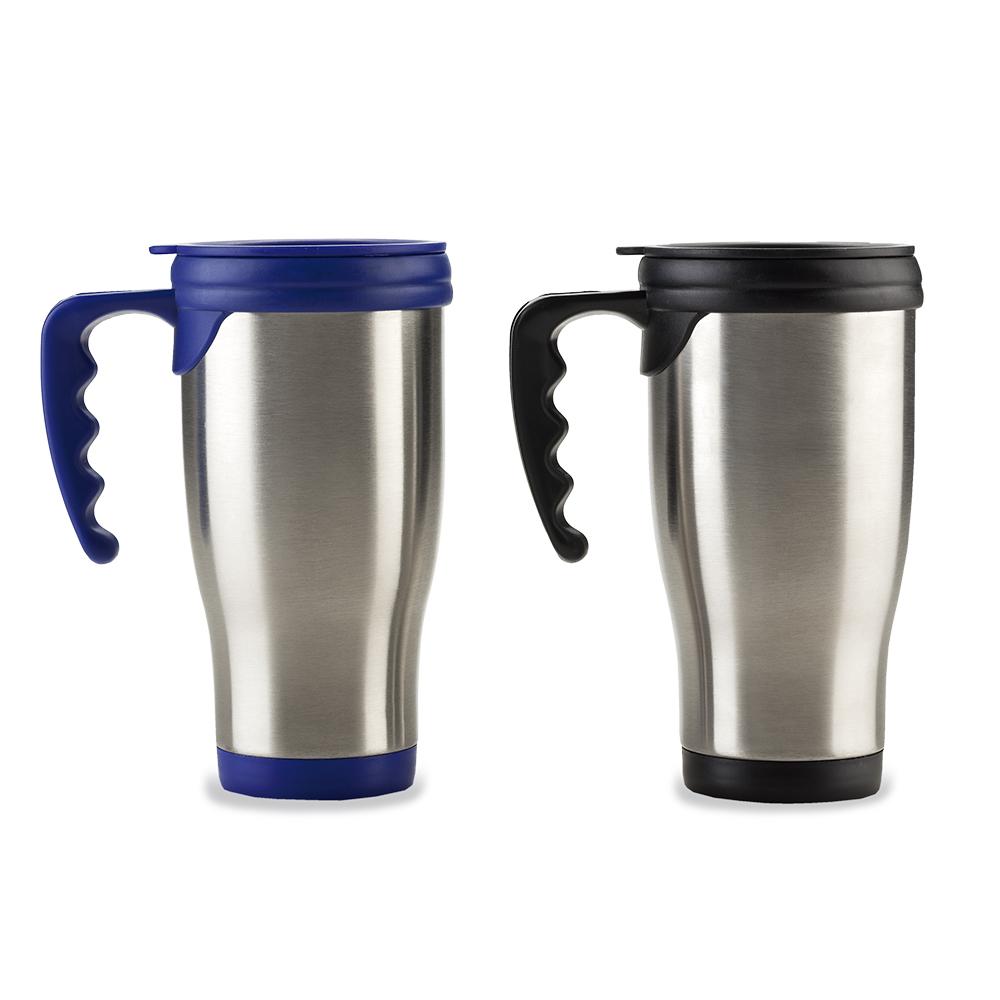 Mug doble pared en acero ii - 16oz Silver - Negro front