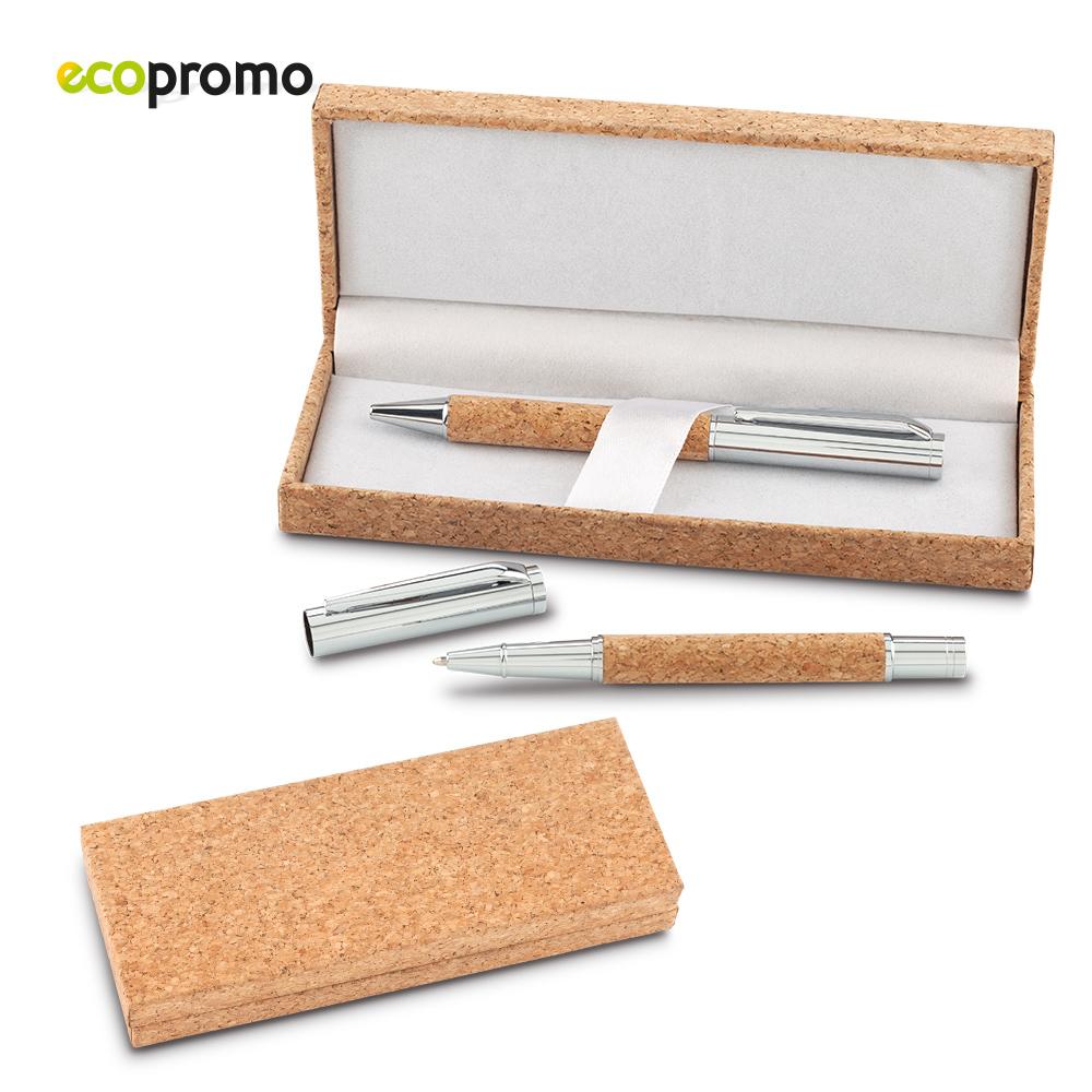 Set de boligrafos cork Corcho-silver front