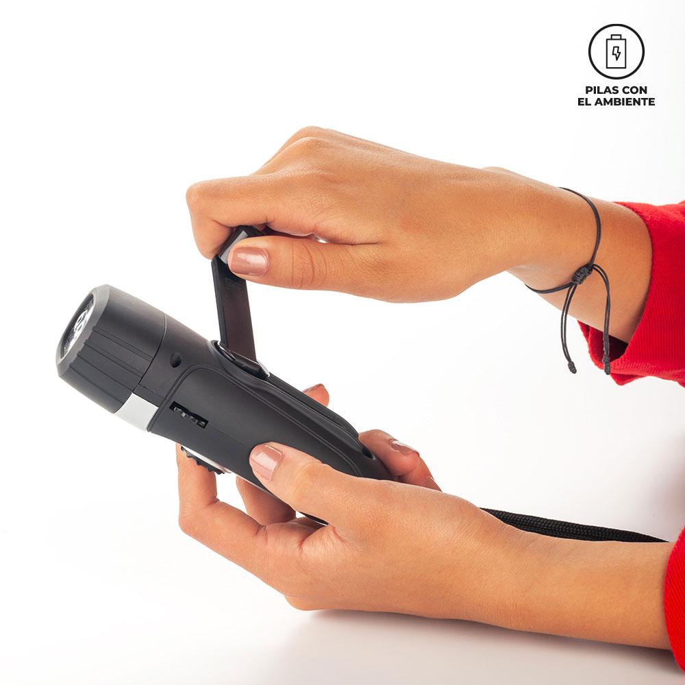 Linterna dinamo con radio Negro miniatura 5