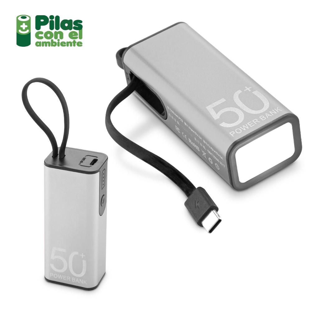 Pila recargable flashlight 5000 mah Silver front