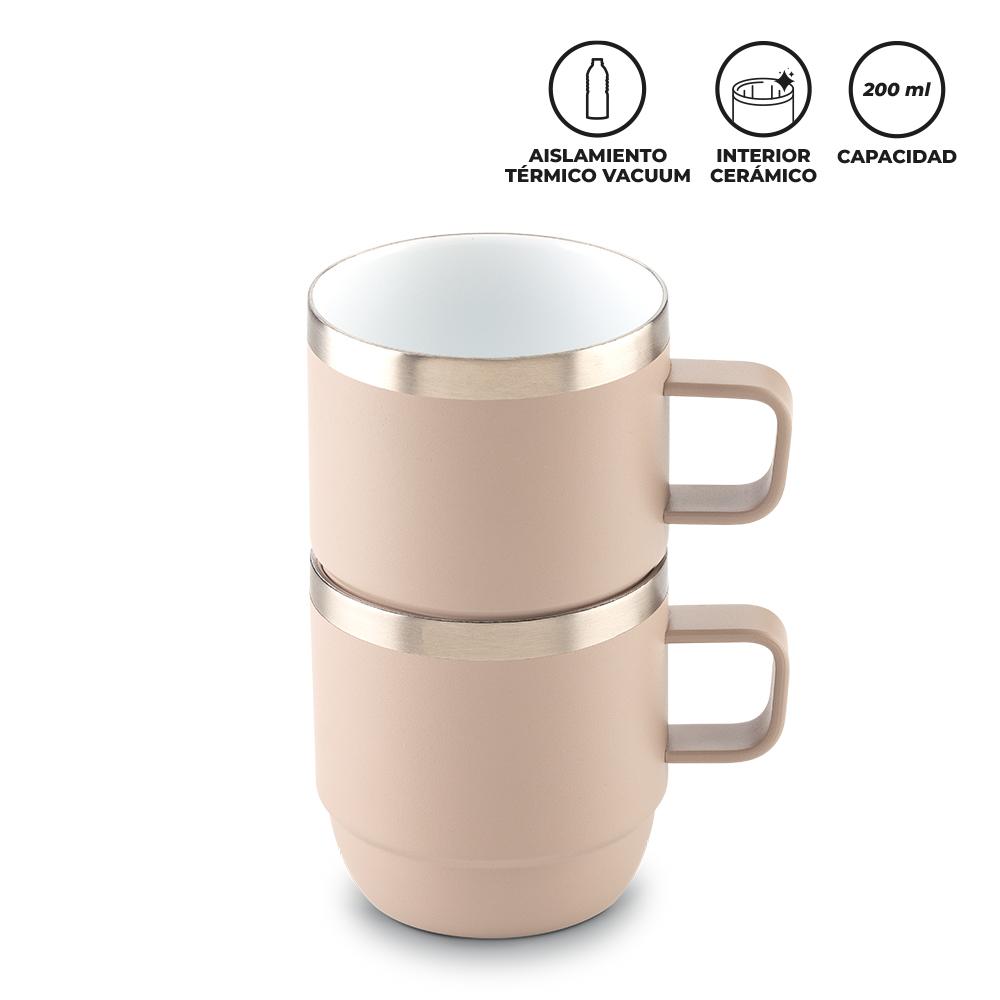 Set de mugs metalicos stylor 200 ml Marrón Claro miniatura 3