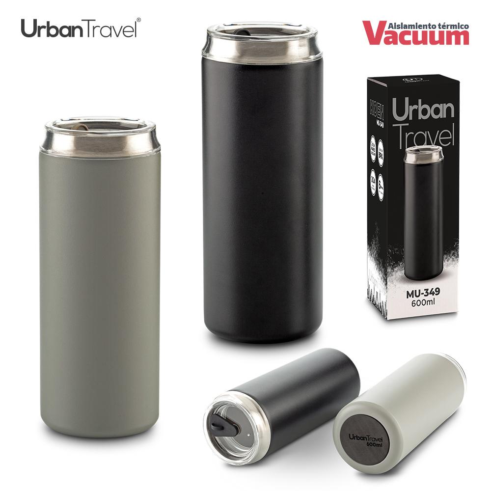Mug metalico koen urban travel 600ml Negro Mate front