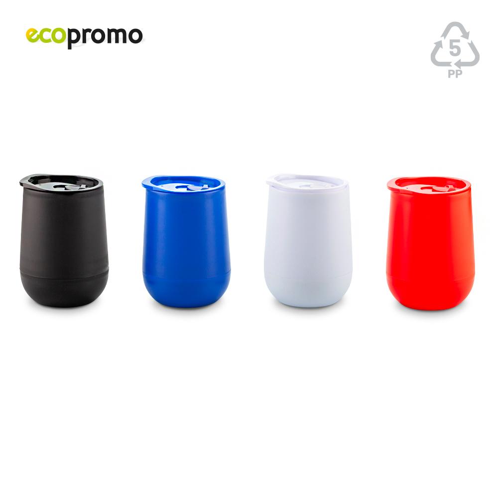 Mug plástico doble pared eco 350ml Negro front