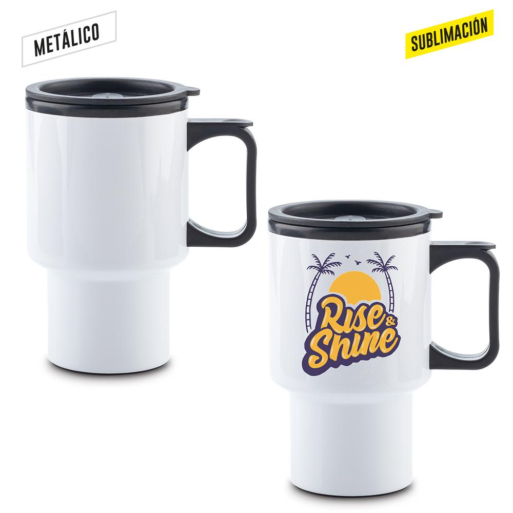 Mug metalico para sublimacion galileo 450ml Blanco front