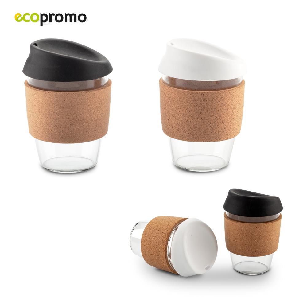 Taza en vidrio cork 350ml Blanco front