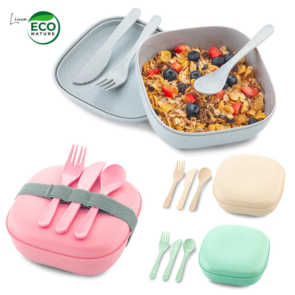Portacomidas con cubiertos eco nature Natural front