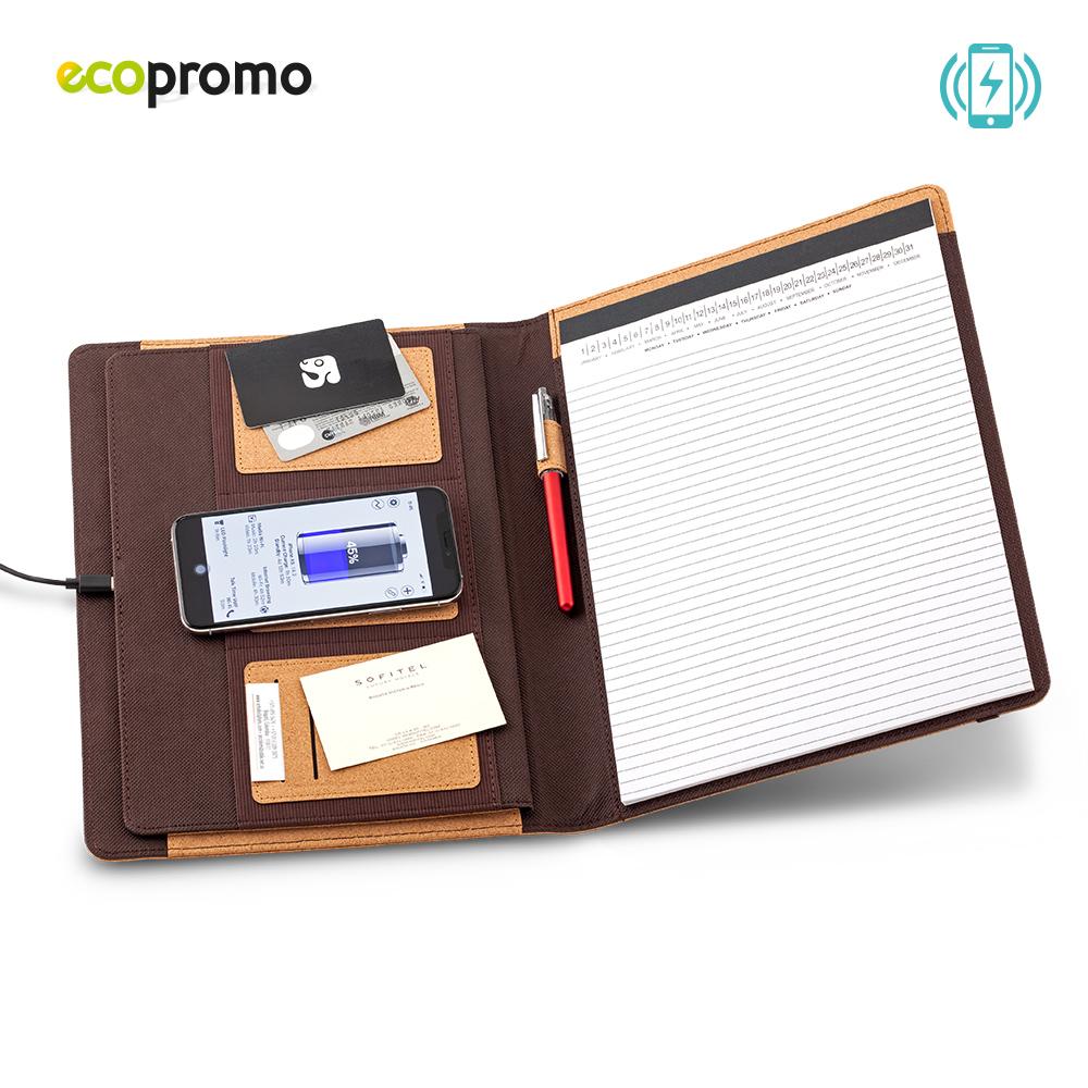 Carpeta folder con cargador inalambrico cork Natural miniatura 3
