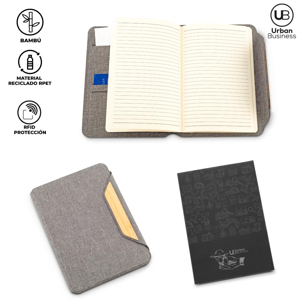 Libreta multifuncional rpet bamboo urban business Gris-Bambú front