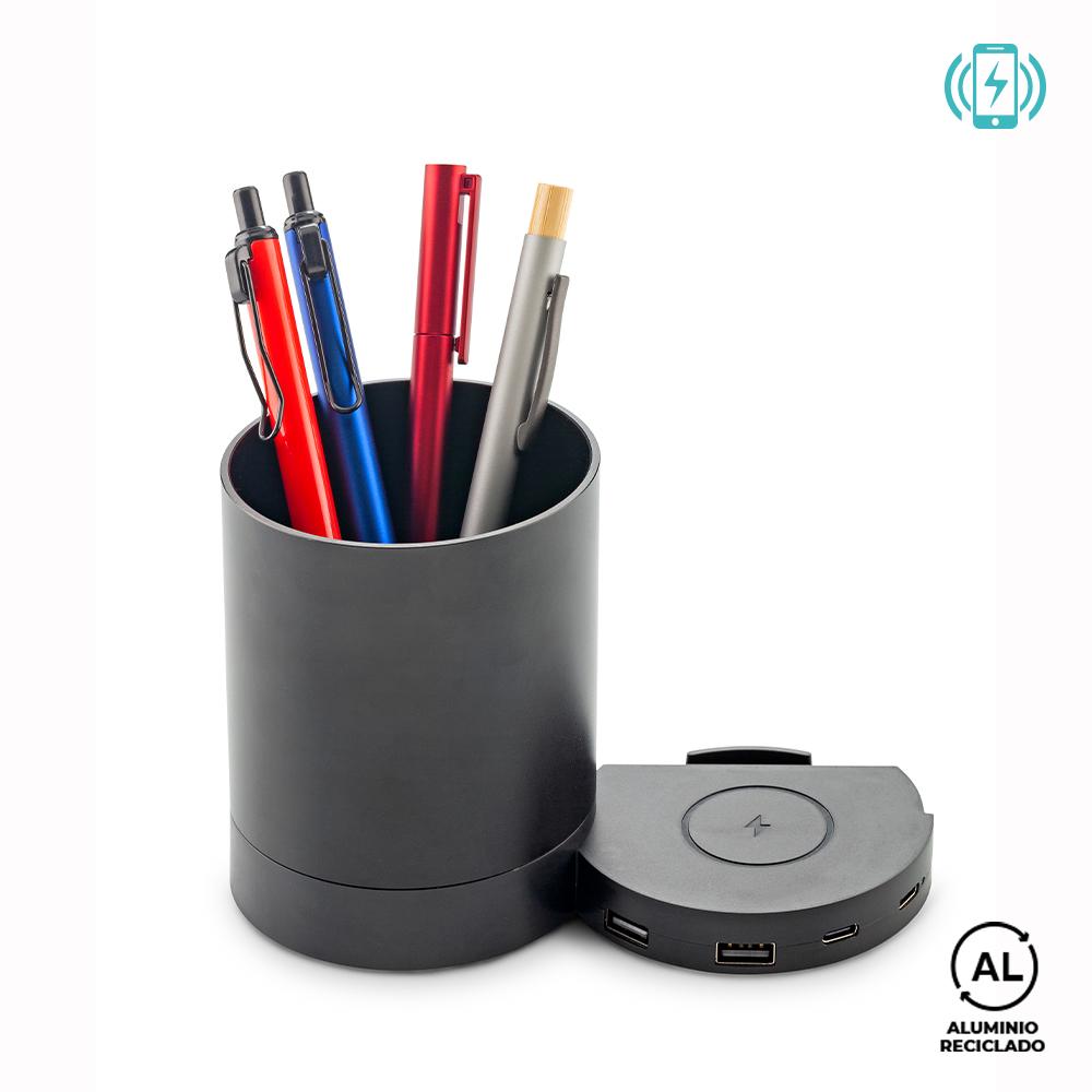 Cargador inalámbrico en aluminio reciclado Negro miniatura 4