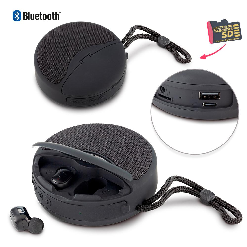 Speaker bluetooth con audifonos Negro front