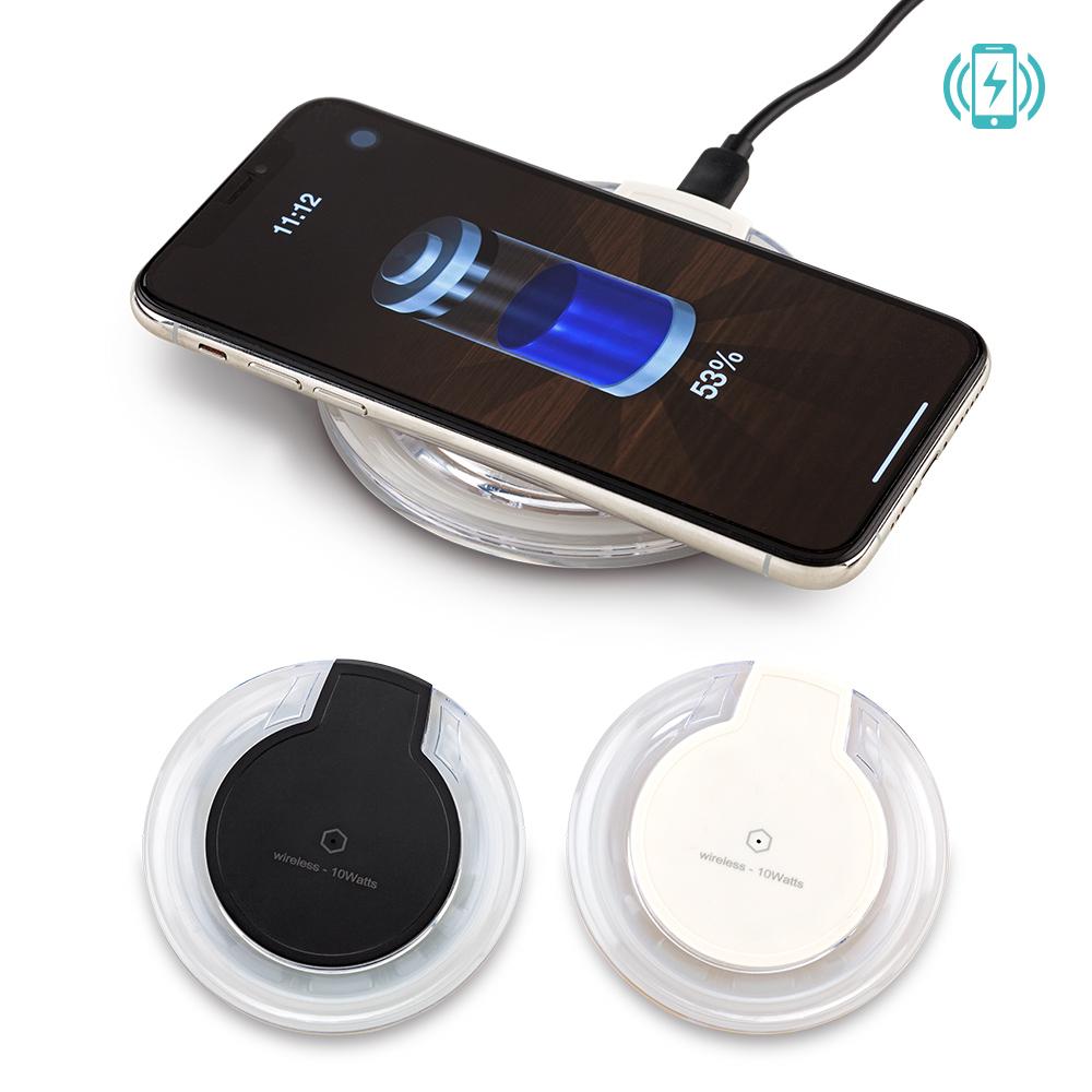 Cargador inalambrico para moviles flat 10w Blanco front
