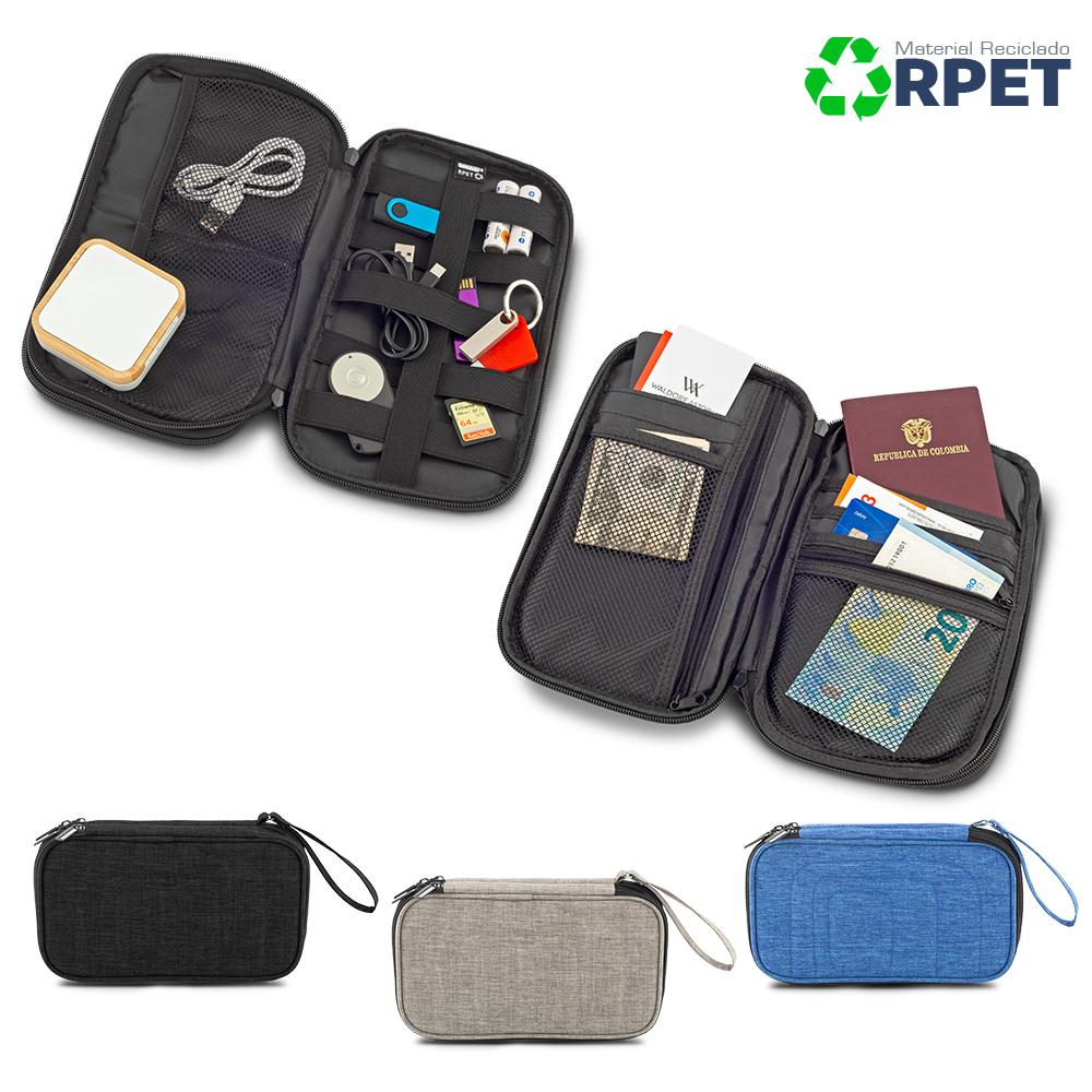 Portadocumentos de viaje y de cables rpet Azul Royal miniatura 2