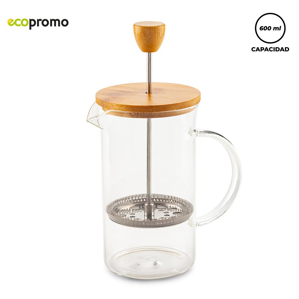 Cafetera en vidrio y bambu 600ml Transparente miniatura 3