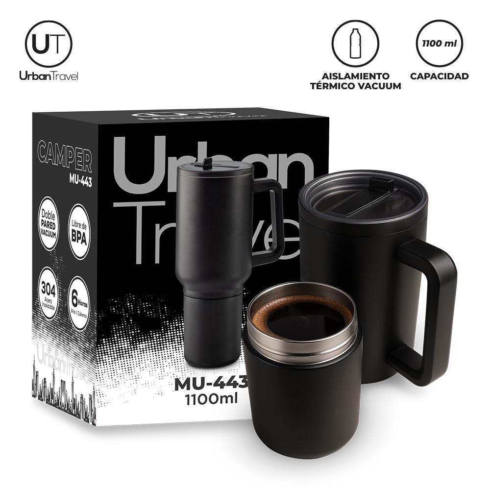 Mug metálico camper urban travel 1100 ml Negro miniatura 6