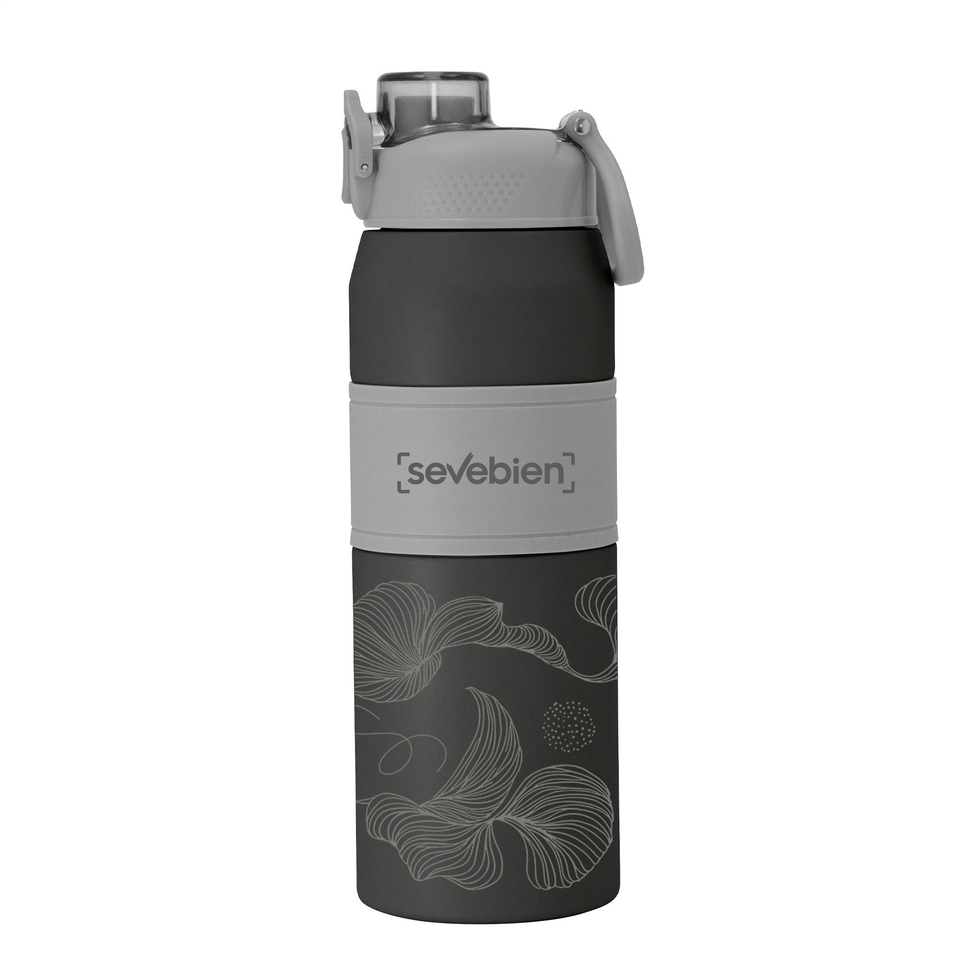 Botella térmica push Gris front