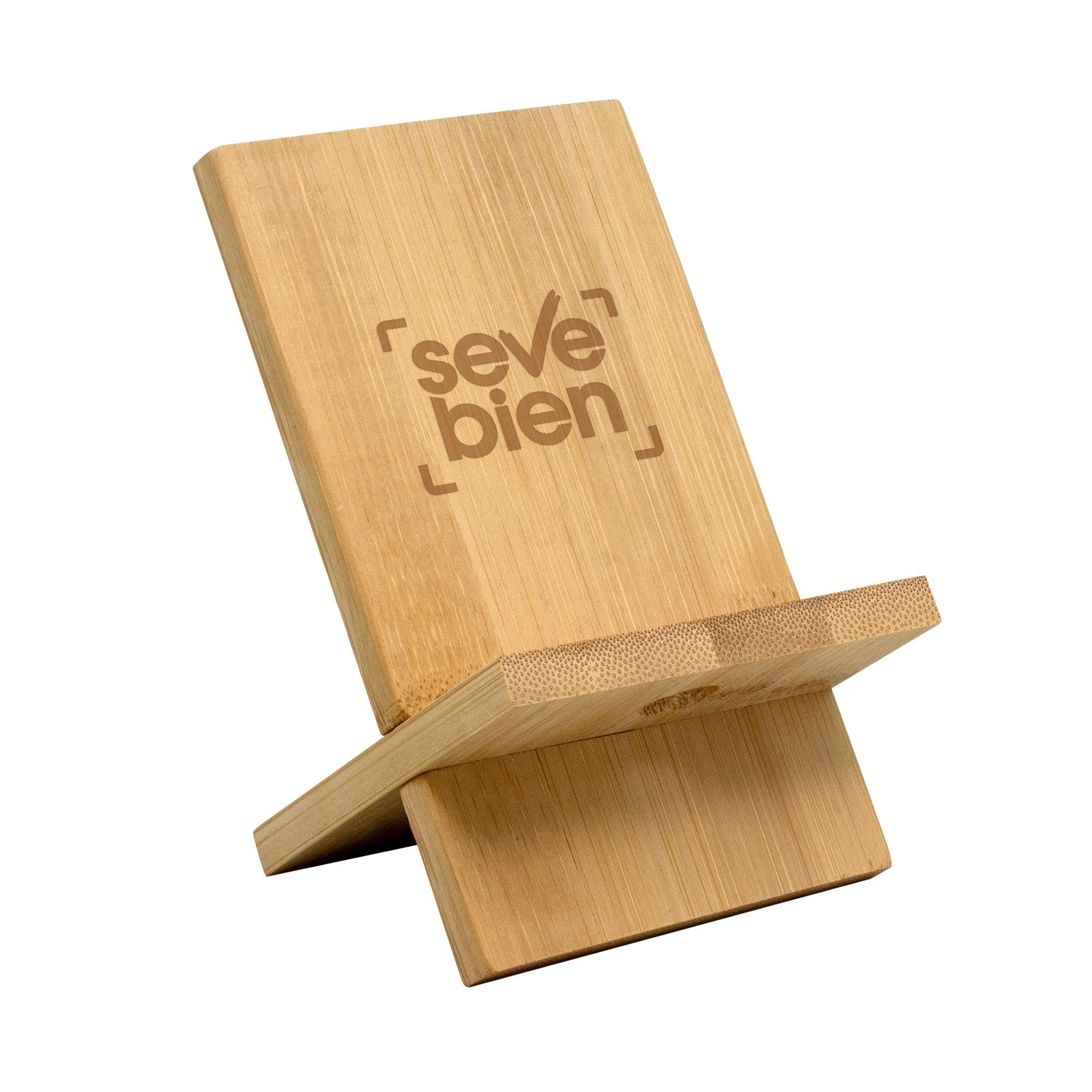 Soporte de escritorio para celular bamboffice Madera front