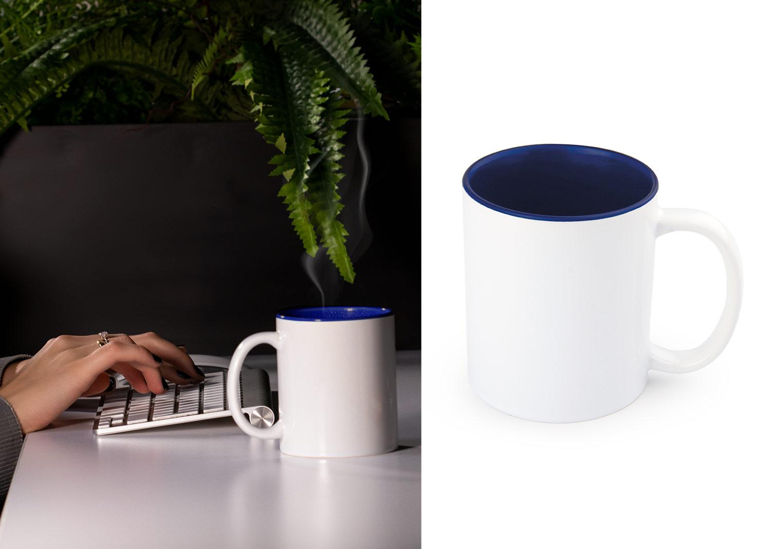 Mug sublime 11oz Blanco / Azul miniatura 2