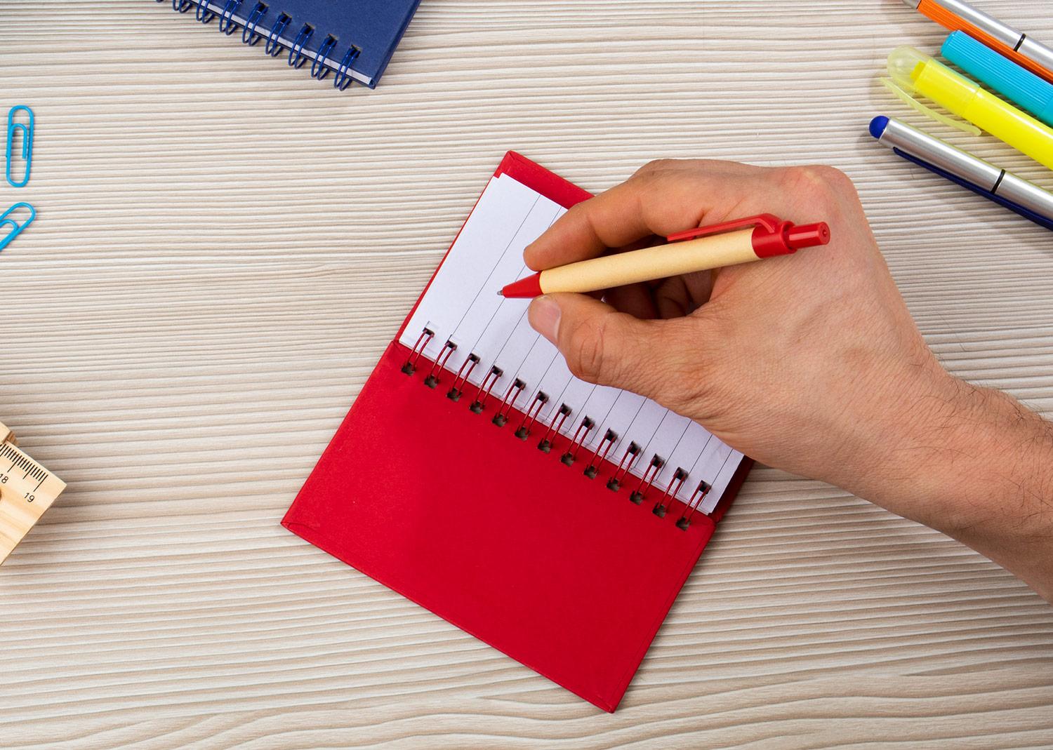 Cuaderno ecológico doble o con bolígrafo Rojo front