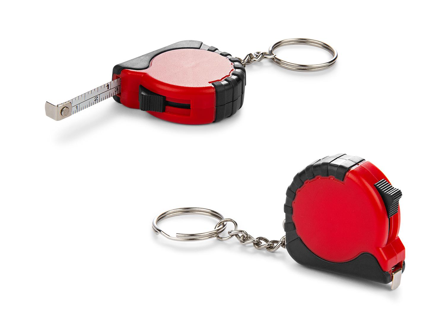 Llavero mini flexómetro de bolsillo Rojo miniatura 2