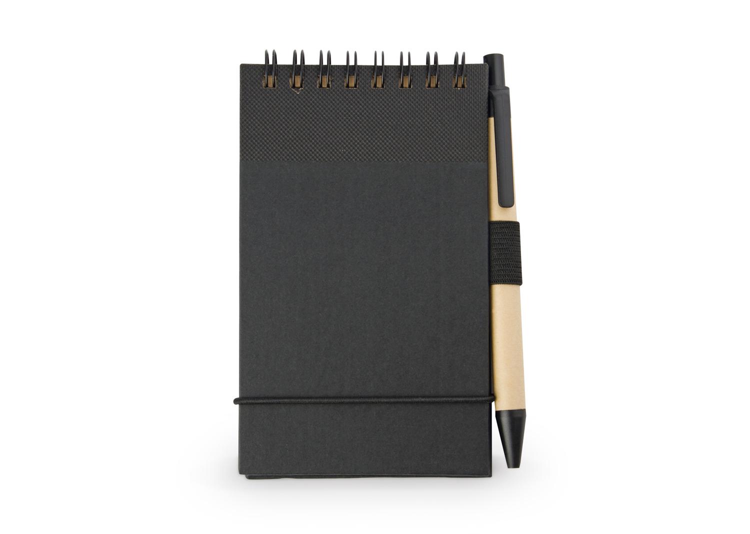 Libreta clip con bolígrafo Negro front