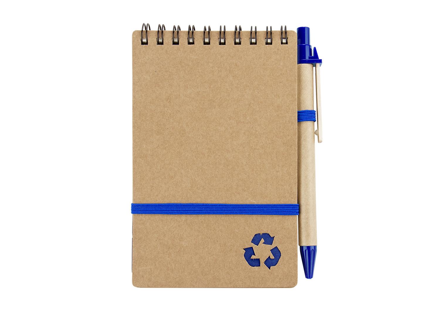 Eco book con bolígrafo Azul Oscuro front