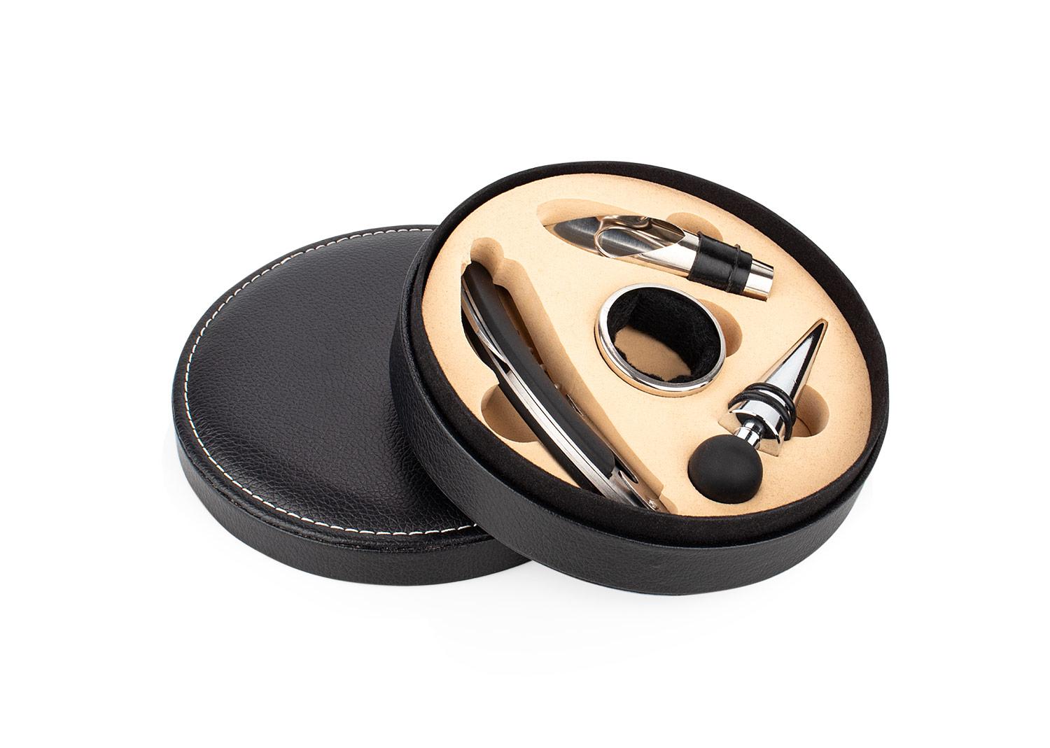 Caja circular Negro front