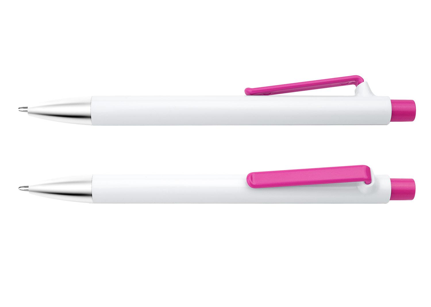 Bolígrafo suecia blanco Fucsia front