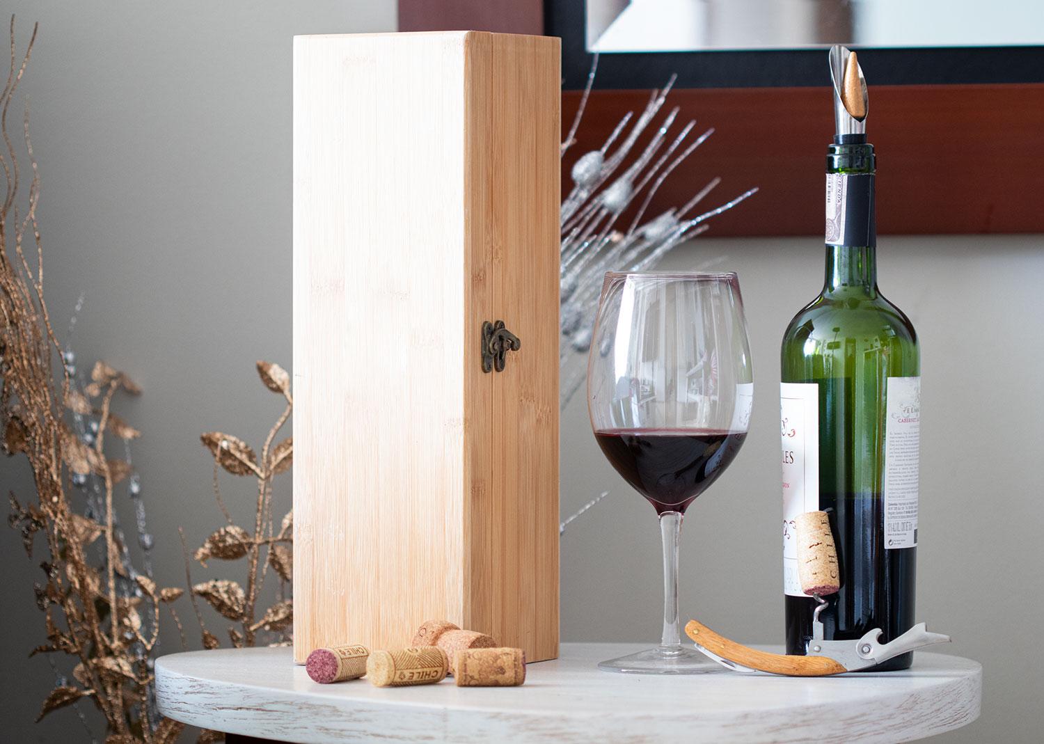 Caja de bambú para una botella Natural miniatura 5