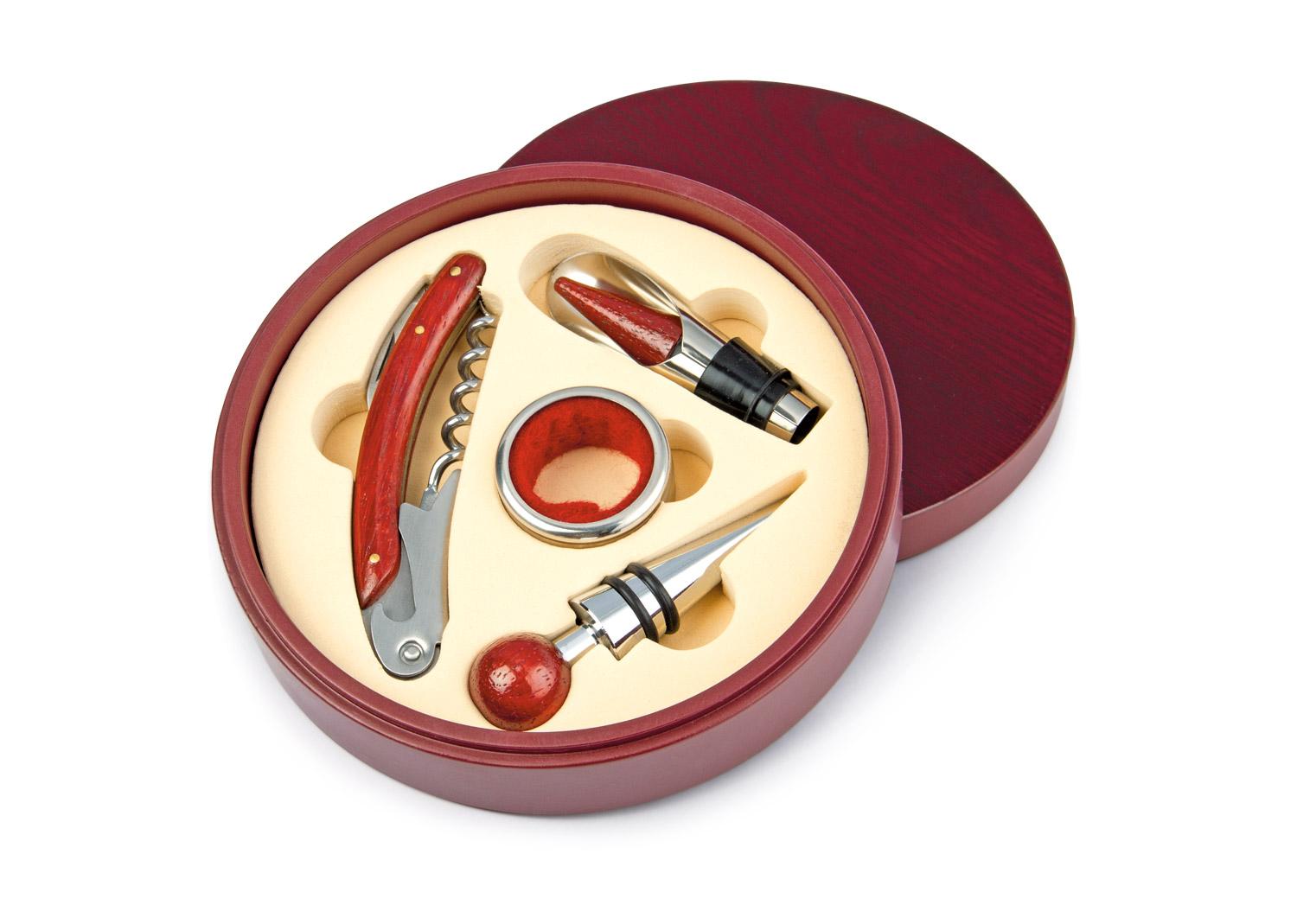 Caja circular de madera Vinotinto front