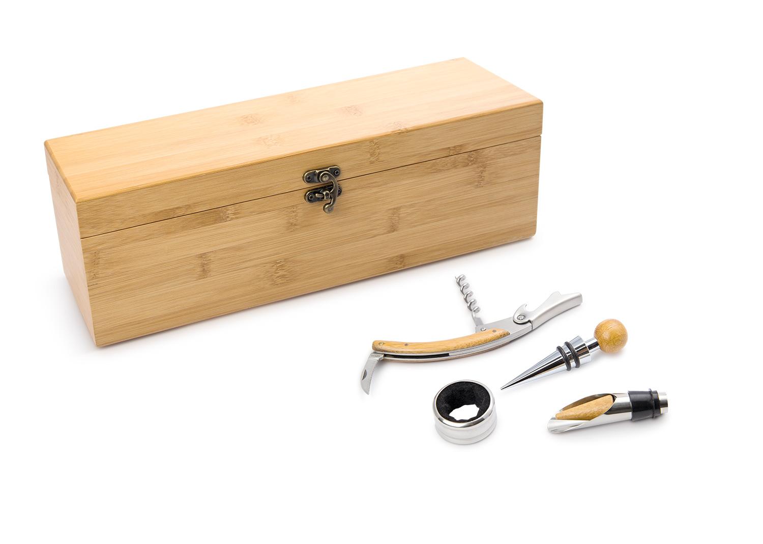 Caja de bambú para una botella Natural miniatura 3
