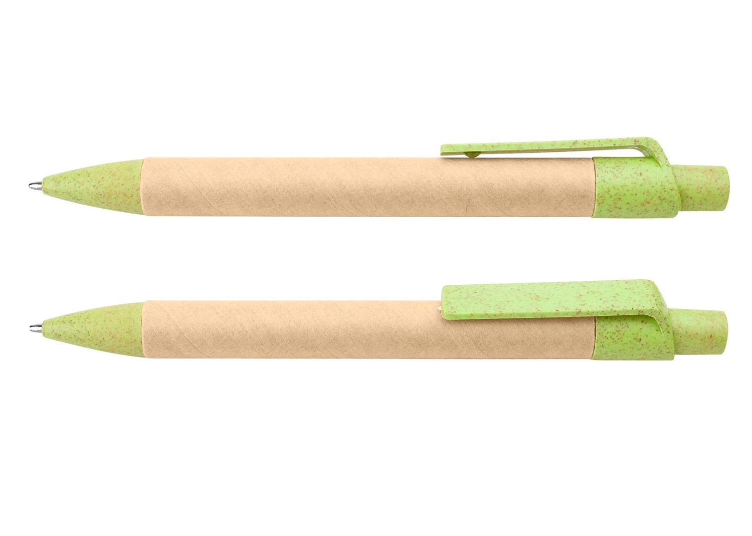 Bolígrafo madeira paja trigo Verde Limón front