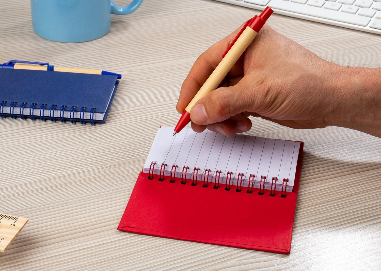Cuaderno ecológico doble o con bolígrafo Rojo miniatura 2