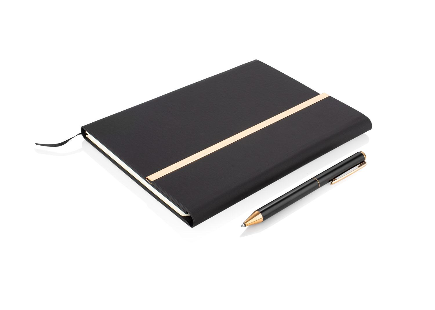 Libreta yamal con bolígrafo Negro front