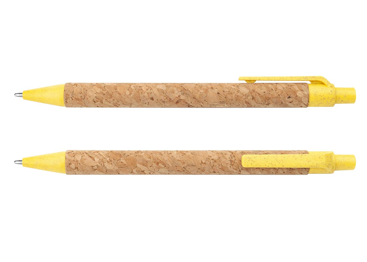 Bolígrafo new castle corcho Amarillo front