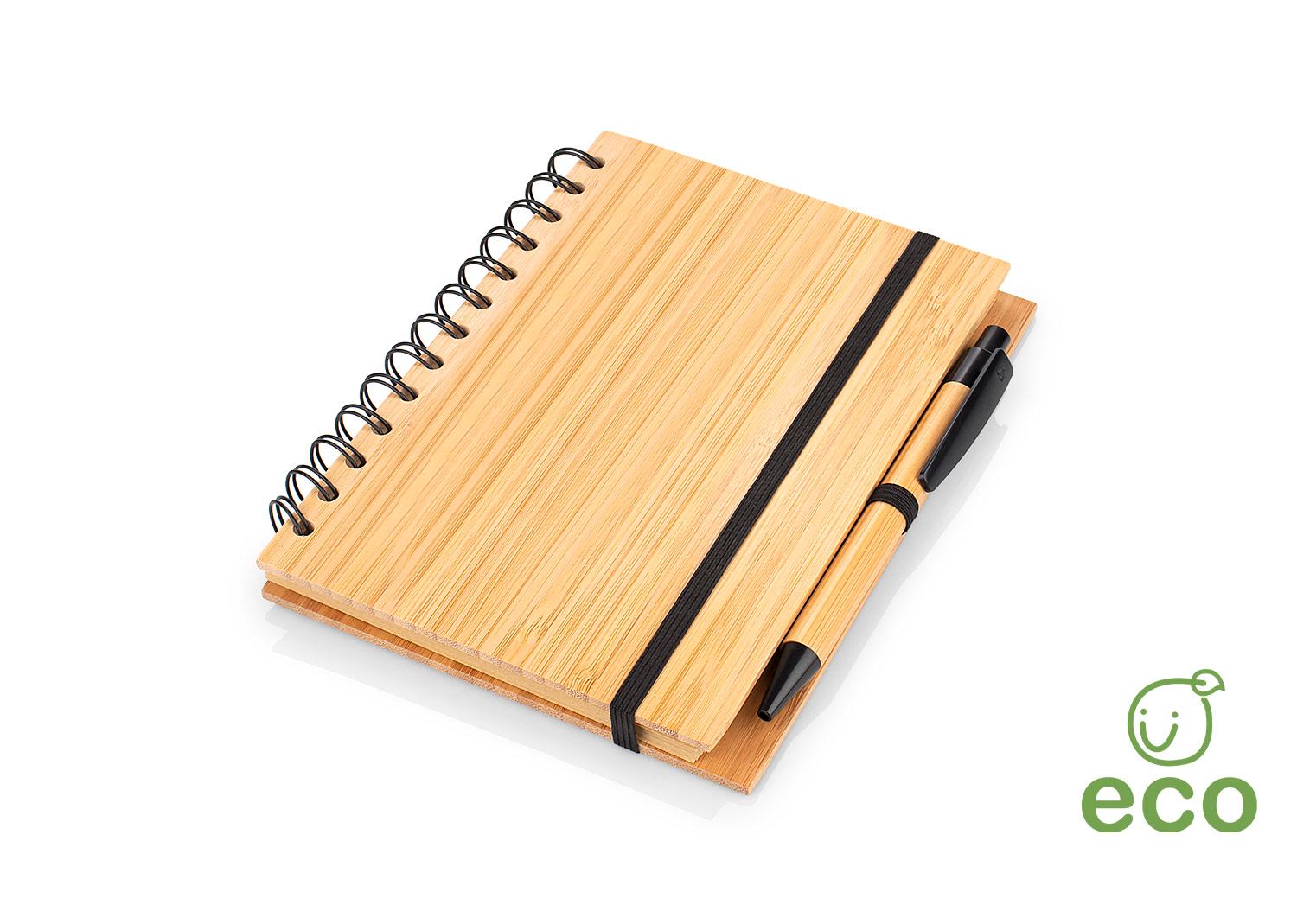 Libreta bambú modern con bolígrafo Bambú front