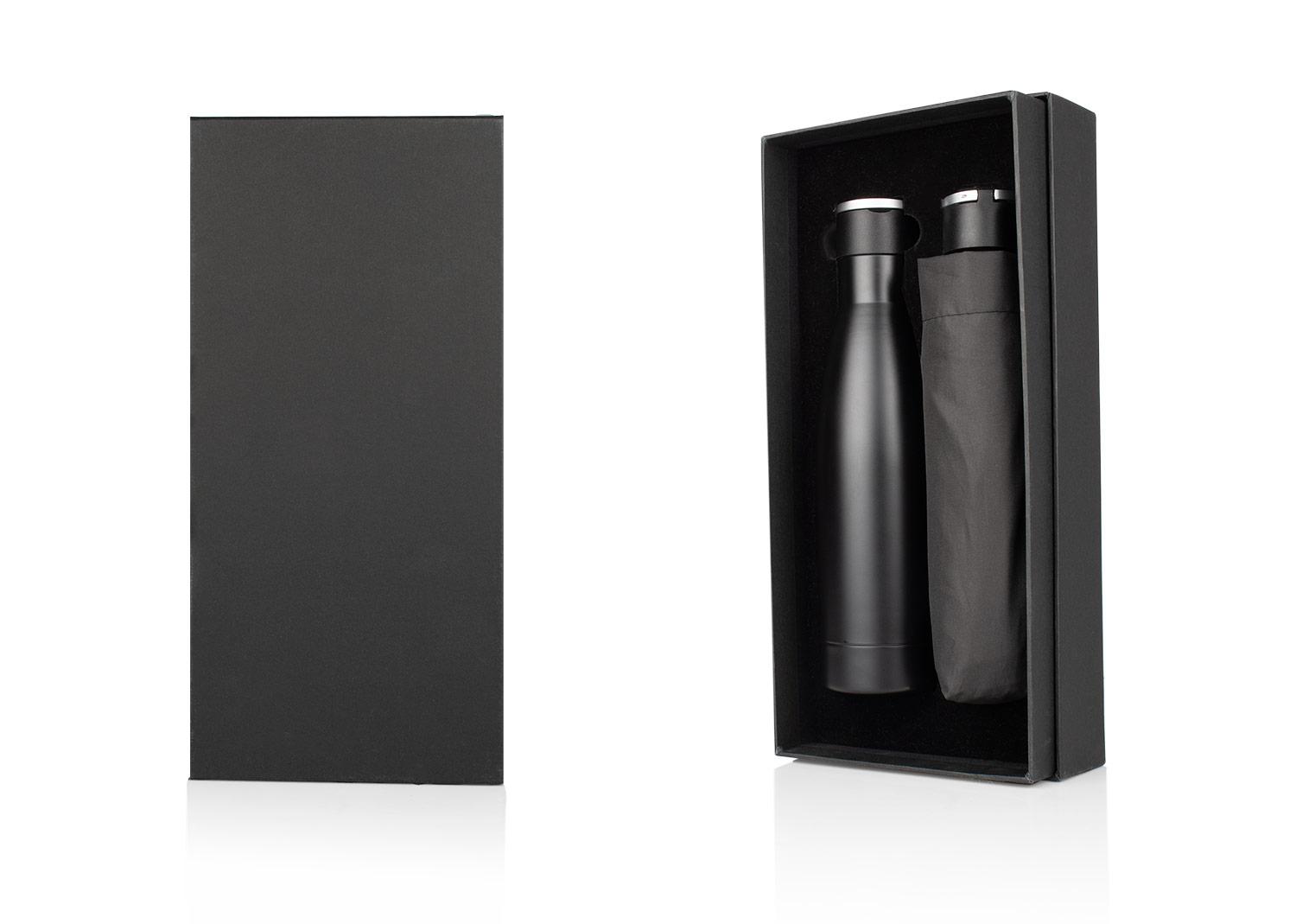 Set paraguas dalí + botella 550 ml / 19 oz Negro front