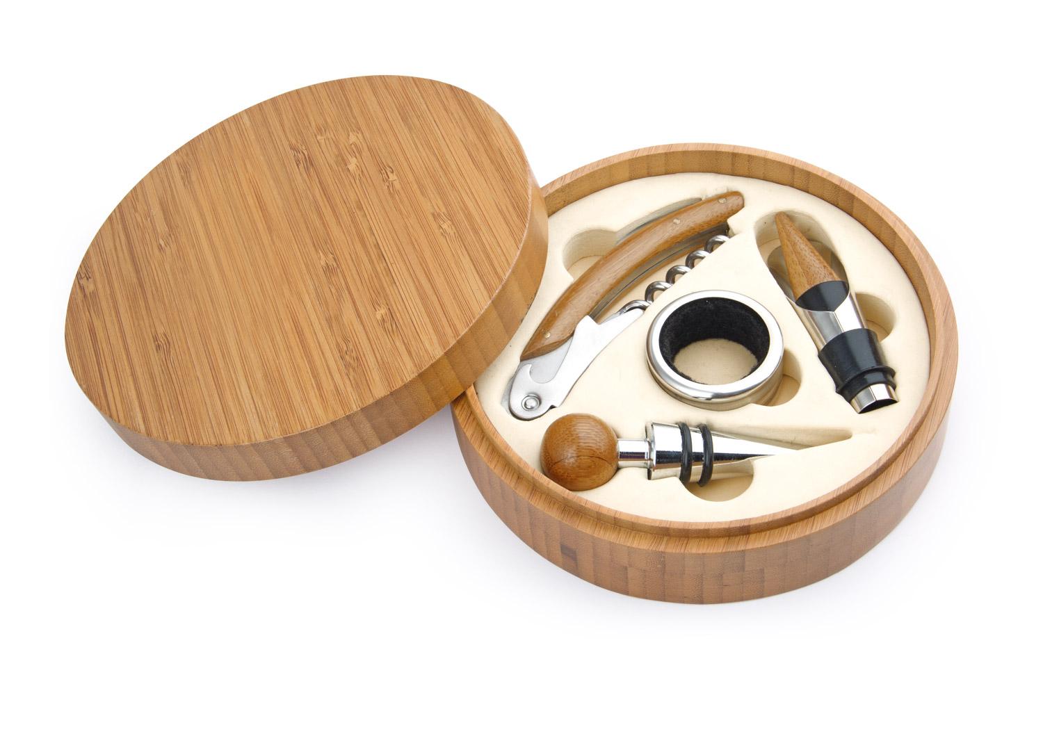 Caja circular en bambú Natural front