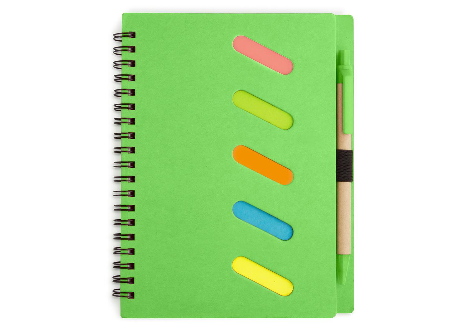 Libreta rainbow con bolígrafo Verde Limón front