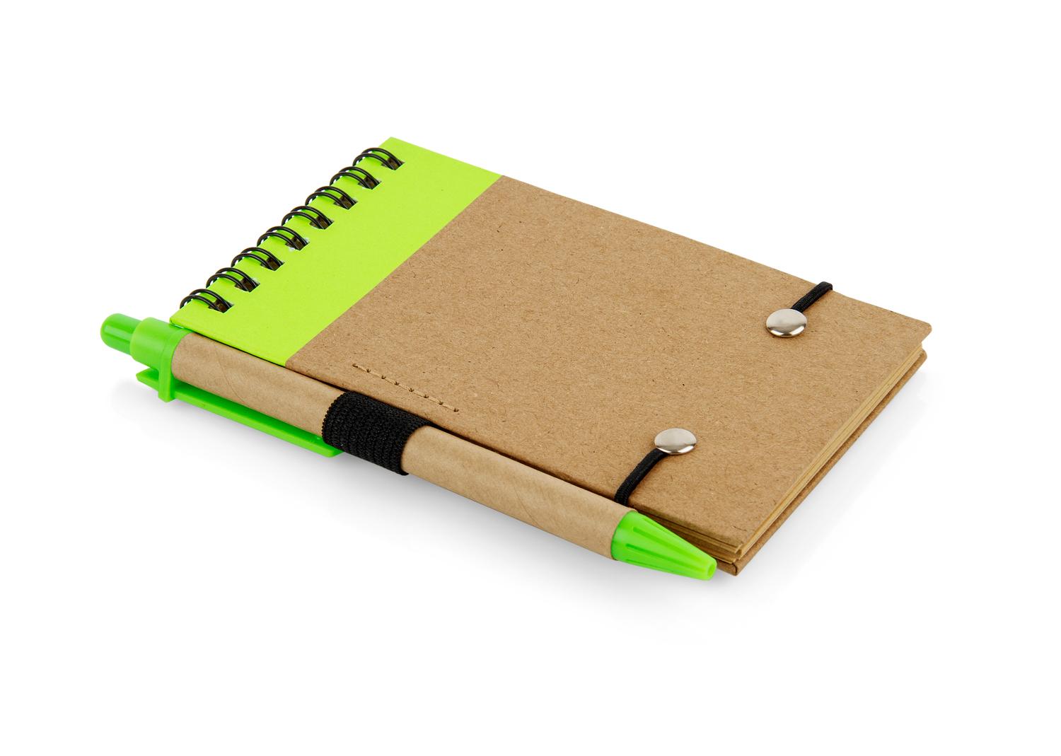 Libreta ecológica con bolígrafo Verde Limón miniatura 3