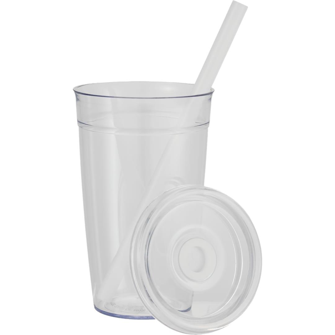 Anna recycled acrylic tumbler w/ straw 15oz Black miniatura 18