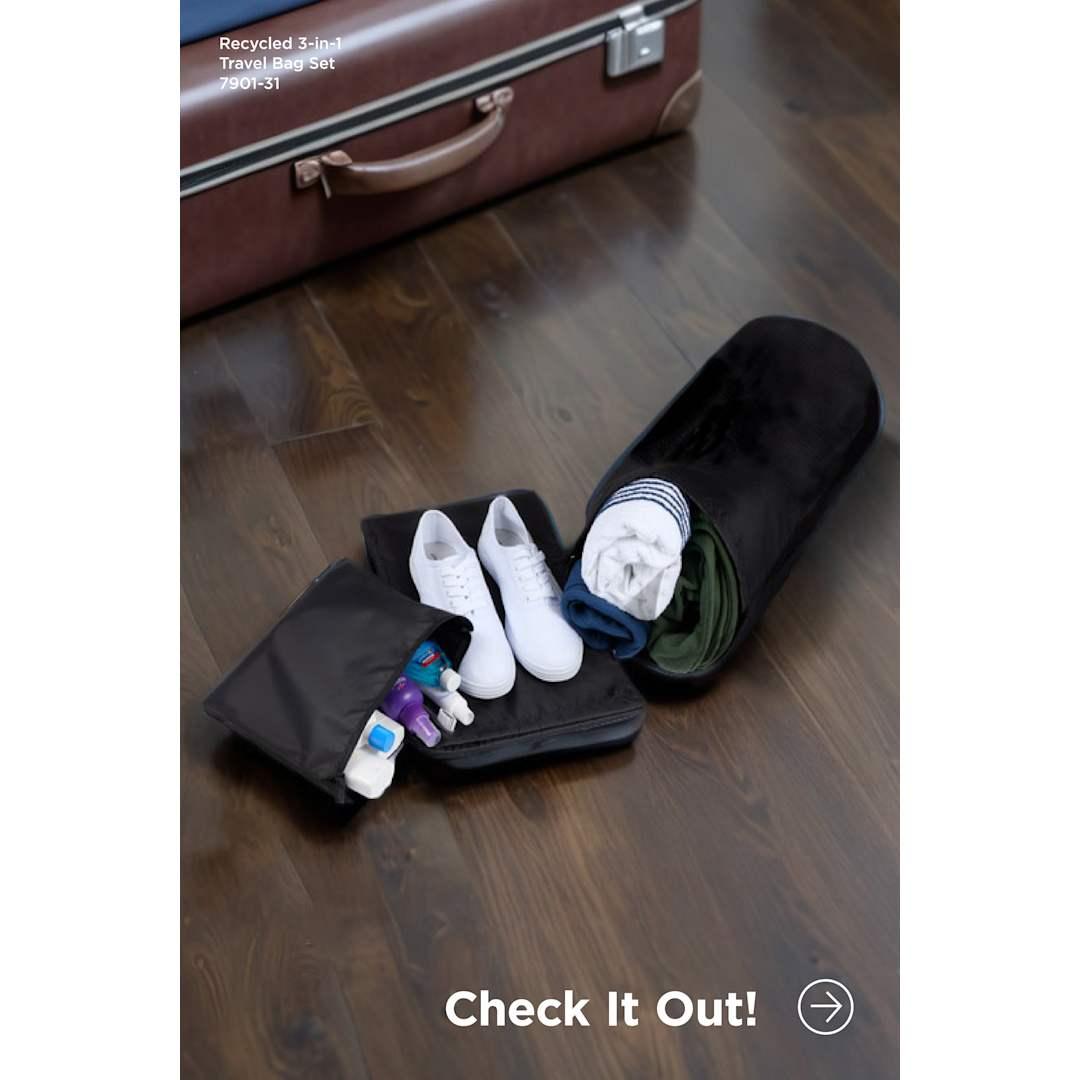 Recycled travel bag set Black miniatura 5