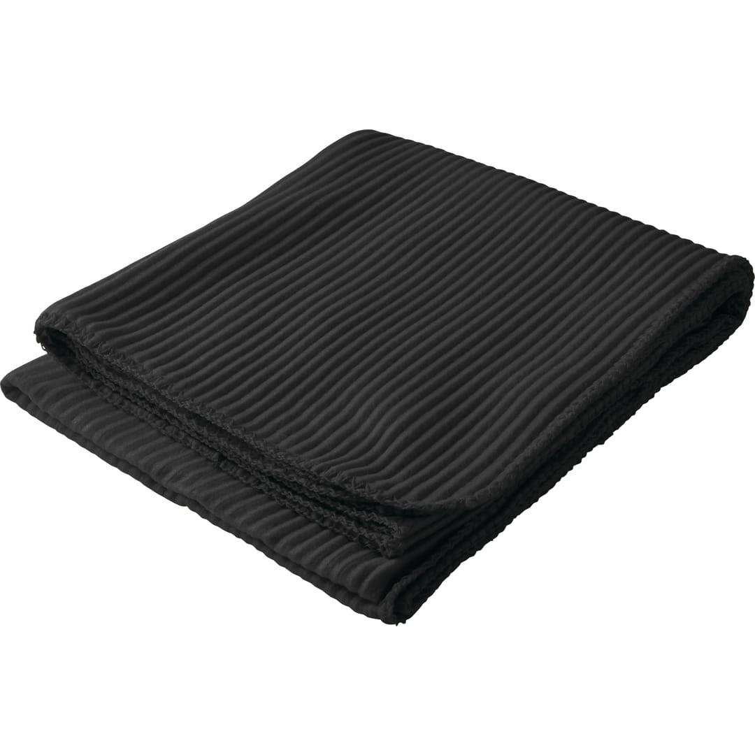 Ribbed fleece blanket Black front
