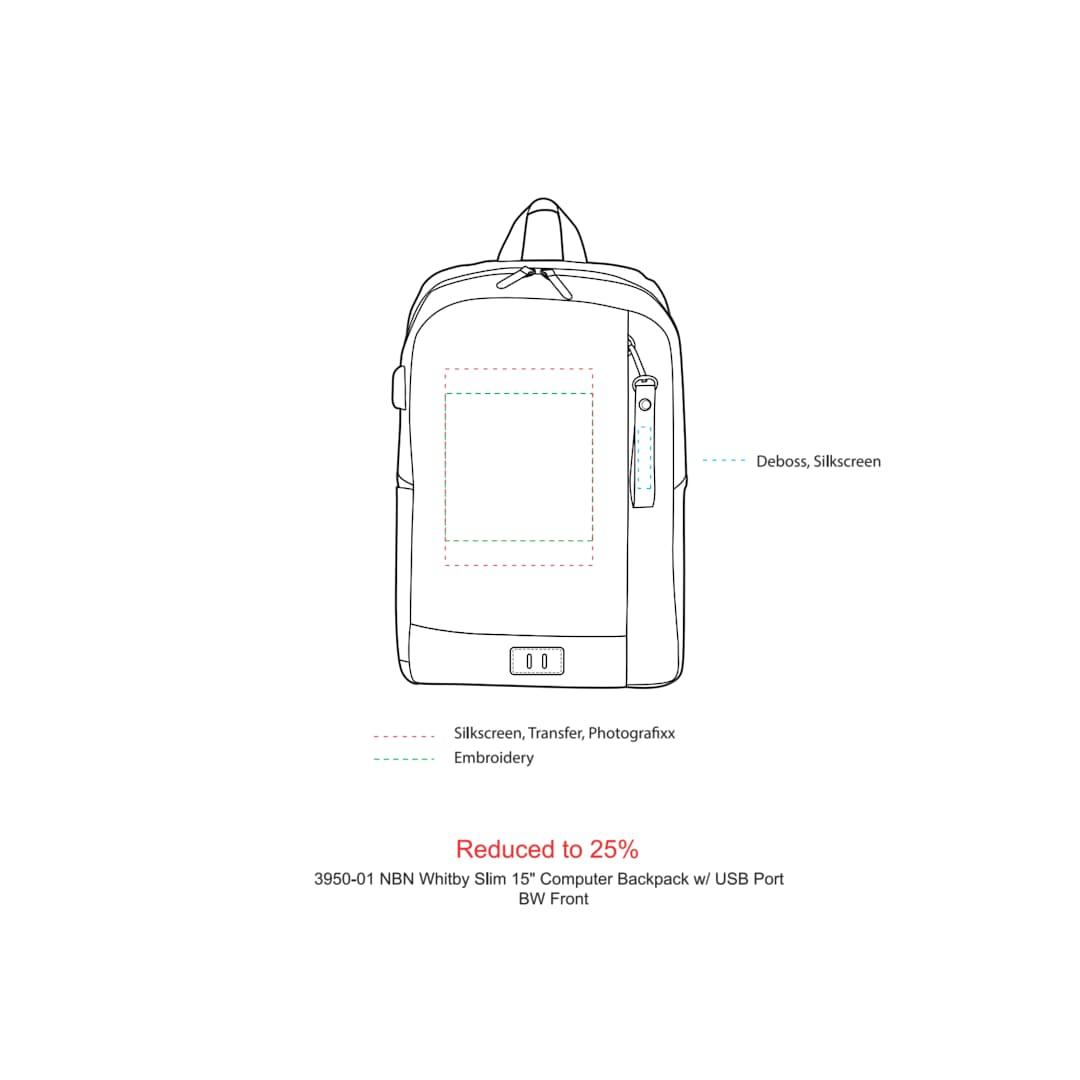 Nbn whitby slim 15 computer backpack w/ usb port Navy Blue front