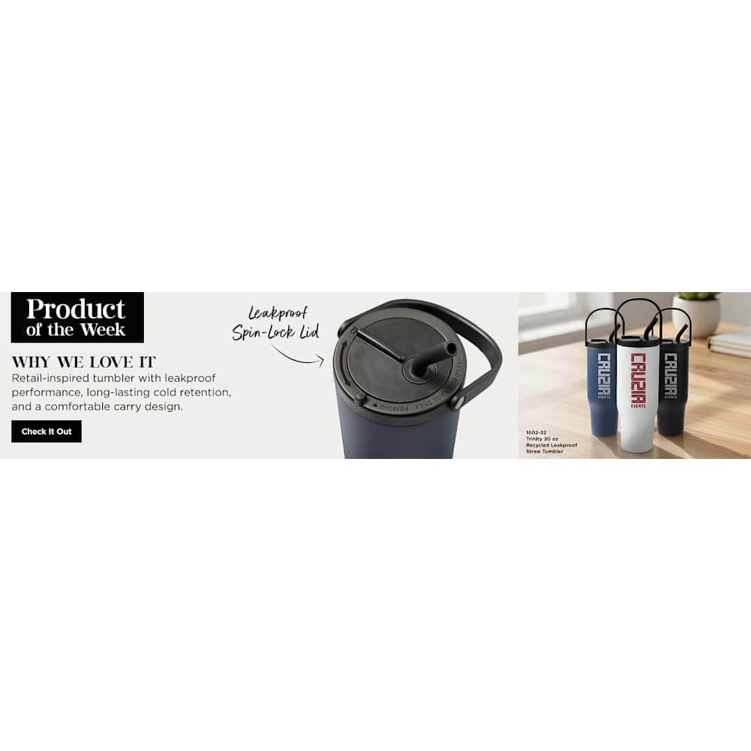 Trinity recycled straw leak proof tumbler 30oz Black front