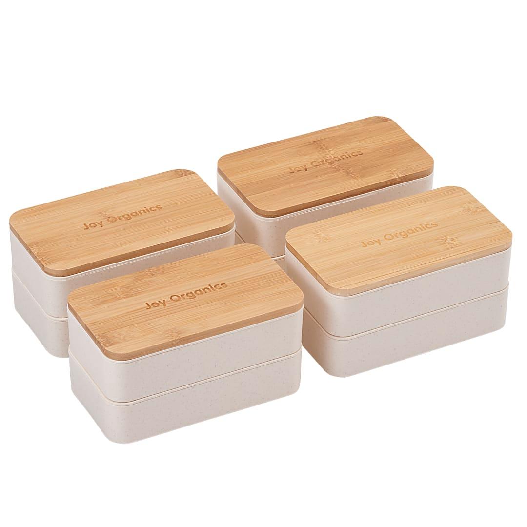 Stackable bamboo fiber bento box Beige miniatura 7