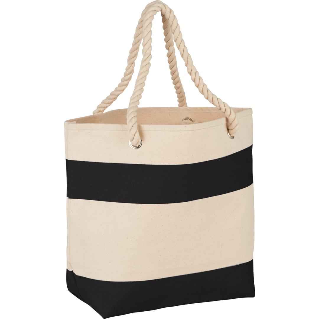 Rope handle 16oz cotton canvas tote Black front